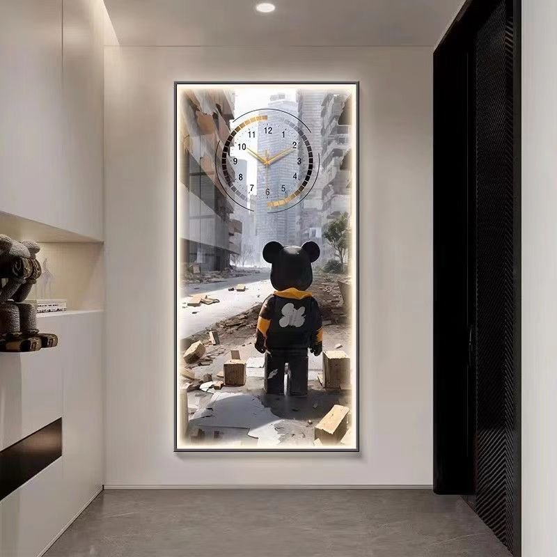 Modern Creative Non-perforated Light Luxury Restaurant Decoration Painting Clock Hanging PaintinDecoration et peinture