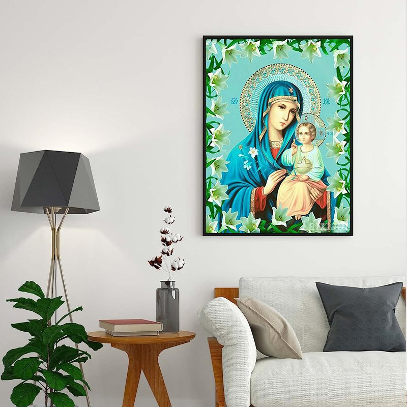 High Quality Diamond Painting Custom Resin Diamond Art Painting 5d Religious Diamond Painting Virgin Mary and Kid
