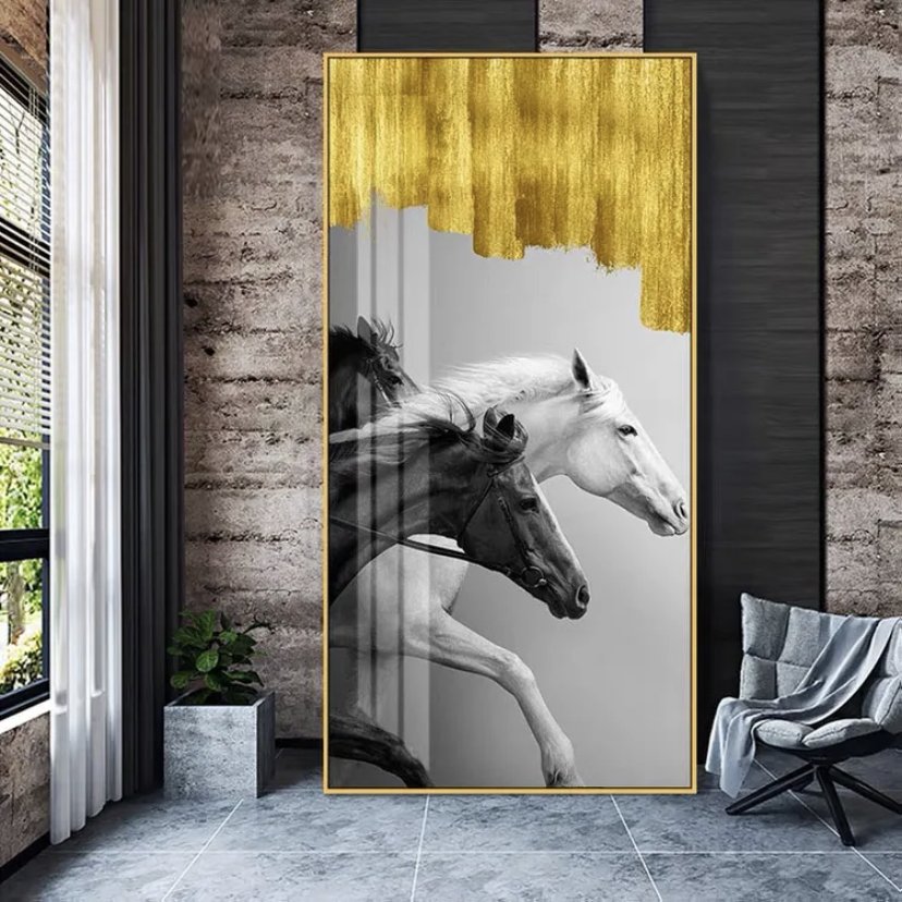 custom Modern Horses In Crystal Porcelain Painting Wall Art Work Painting uv printing Crystal Porcelain Diamond Painting