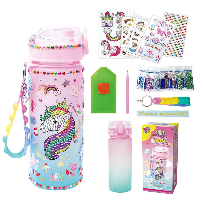 Decorate Your Own Water Bottle Kits Arts and Crafts for Children Unicorn Gem Diamond Painting Crafts