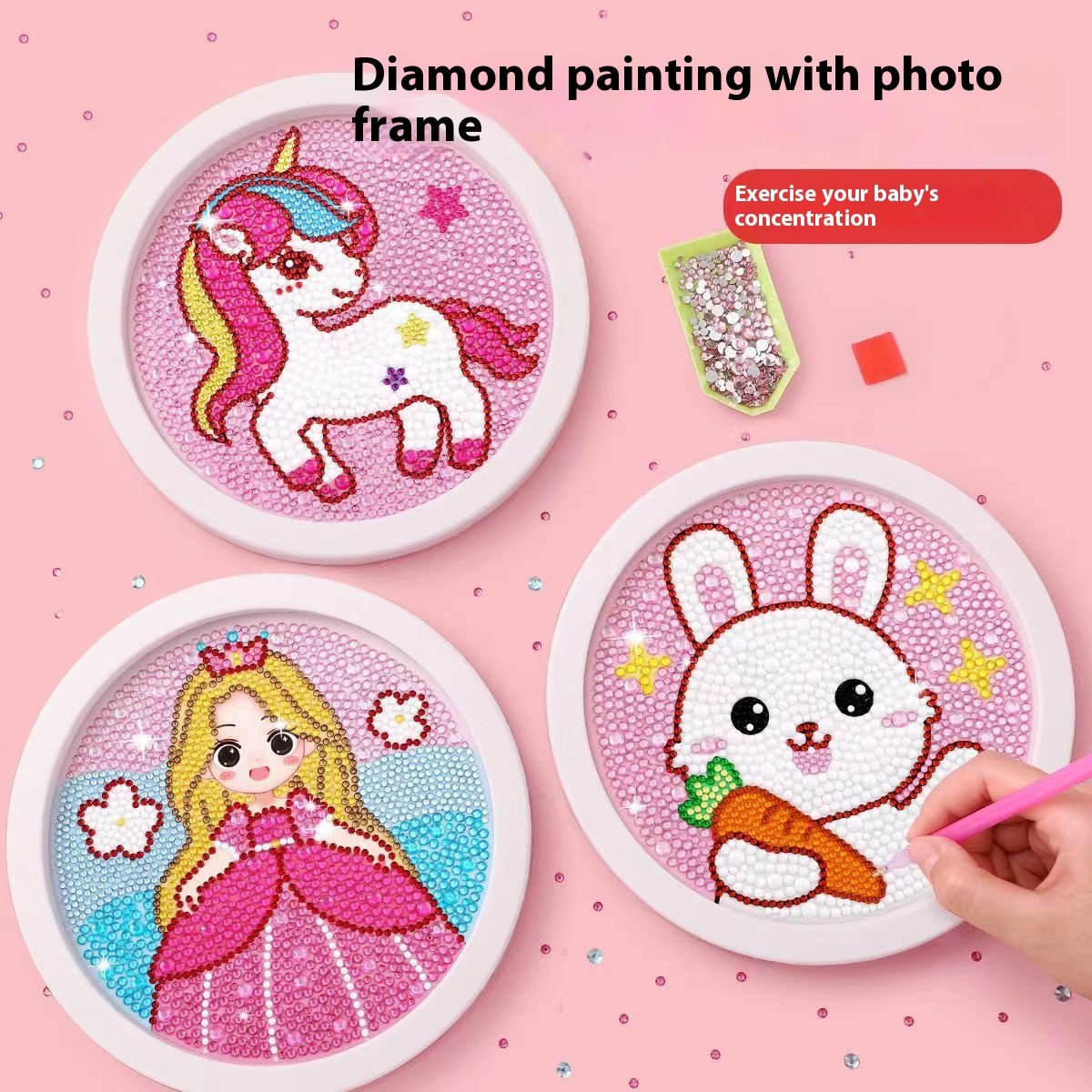 Newest Drawing toys for kids educational toys diy painting set white frame 5d diamond painting