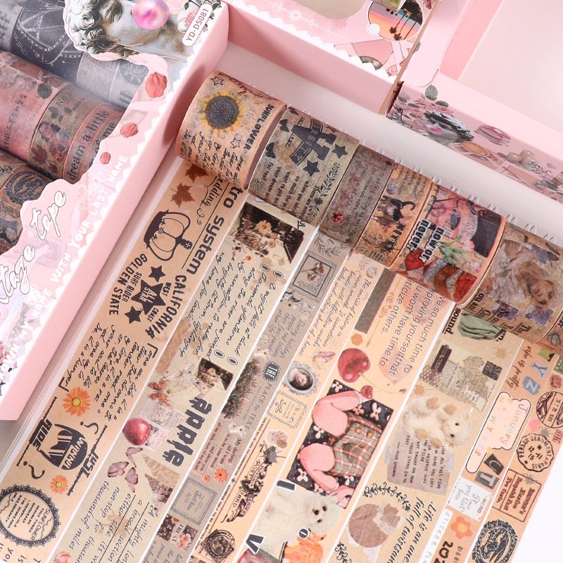 16 Rolls Vinatge David Washi Tapes Set,Paper Journal Washi Tapes Collection,Diamond Painting Washi Tapes Gift Set