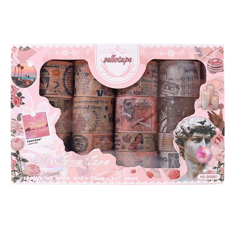 16 Rolls Vinatge David Washi Tapes Set,Paper Journal Washi Tapes Collection,Diamond Painting Washi Tapes Gift Set
