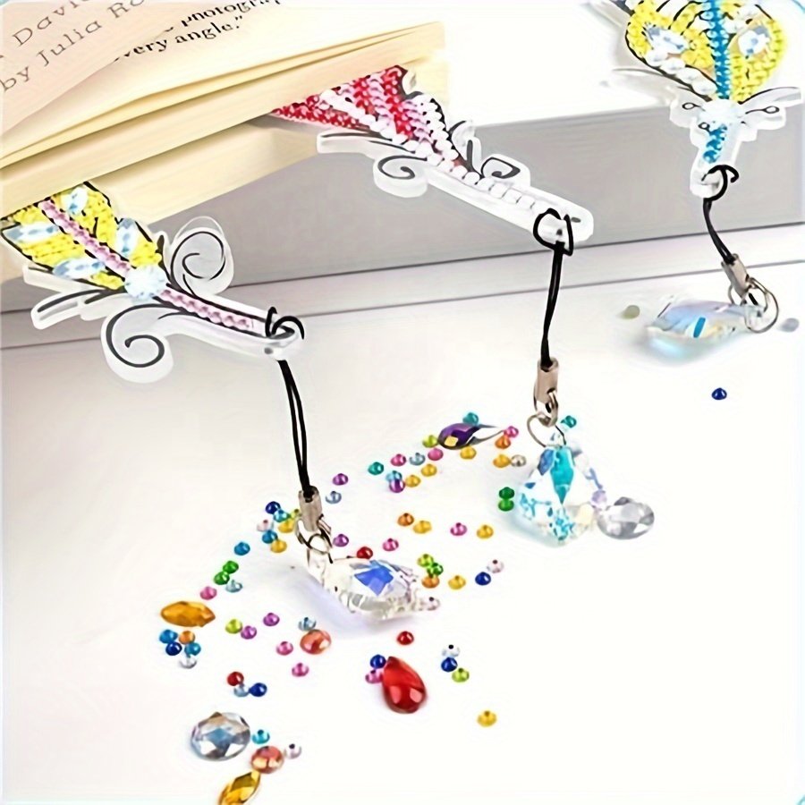 Handmade Diamond Embroidery Cross Stitch Craft Gifts 3D/5D DIY Feather Crystal Diamond Painting Bookmark Funny Novelty Bookmark