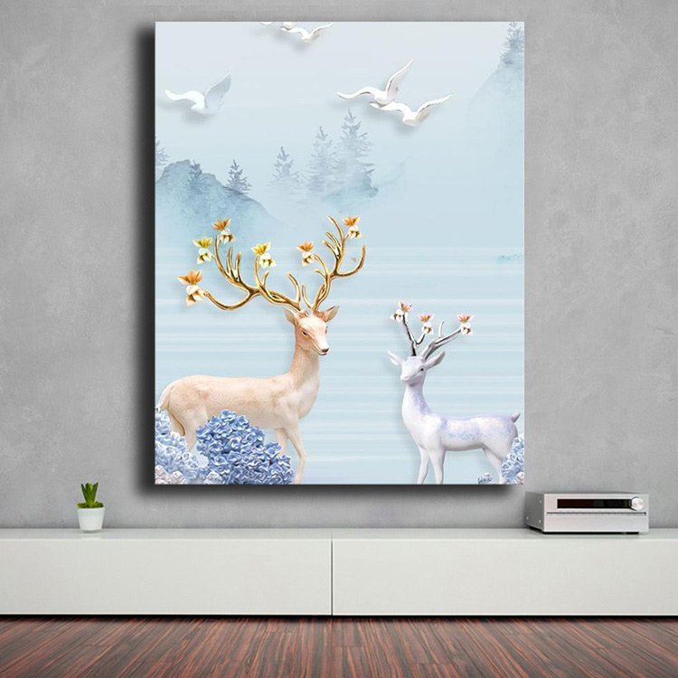 Ever Moment Diamond Painting Full Square Resin Drill Wall Art Scenic Road Deer Embroidery Mosaic Diamond Display Gift 5L1015