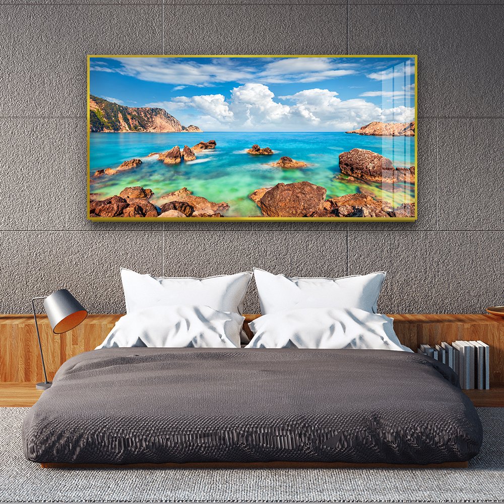 High grade floral sofa background wall mural decoration painting horizontal layout living room crystal porcelain painting