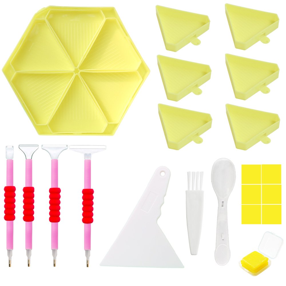 Hexagonal Diamond Painting Tool Tray Kits 5d Multi-functional Leaking Drills Small Triangle Diamond Painting Tray with Stopper