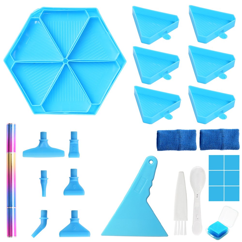 Hexagonal Diamond Painting Tool Tray Kits 5d Multi-functional Leaking Drills Small Triangle Diamond Painting Tray with Stopper