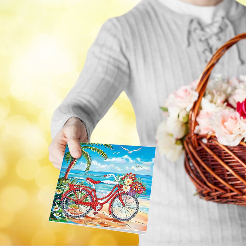 8pcs Diamond Painting Greeting Card DIY Craft Summer Ocean Animals Diamond Painting Greeting Cards with Envelope Gifts