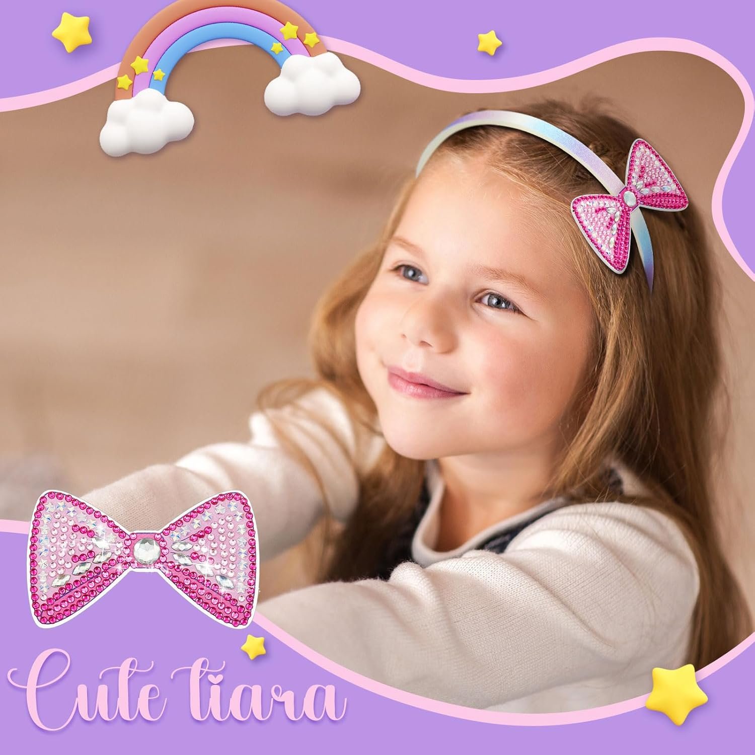 Diamond Painting Exchangable Charm Children Headbands Hair Clips DIY Girls 5D Glitter Hair Accessories Cute Korean Hair Bands