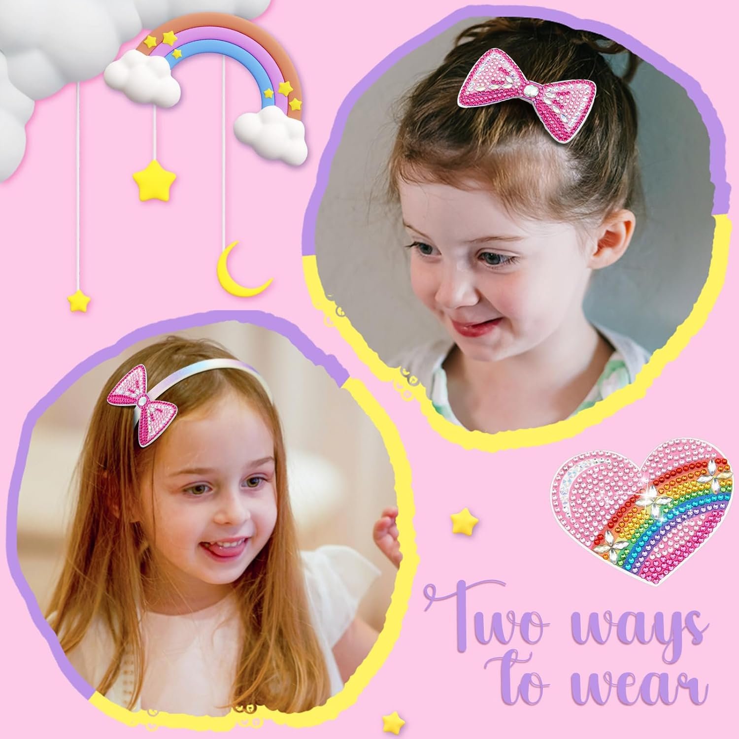Diamond Painting Exchangable Charm Children Headbands Hair Clips DIY Girls 5D Glitter Hair Accessories Cute Korean Hair Bands