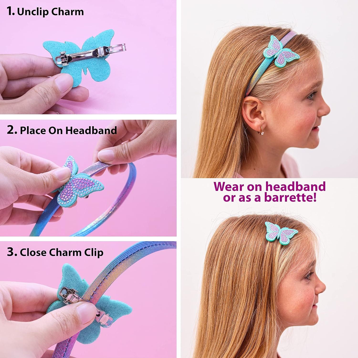 Diamond Painting Exchangable Charm Children Headbands Hair Clips DIY Girls 5D Glitter Hair Accessories Cute Korean Hair Bands