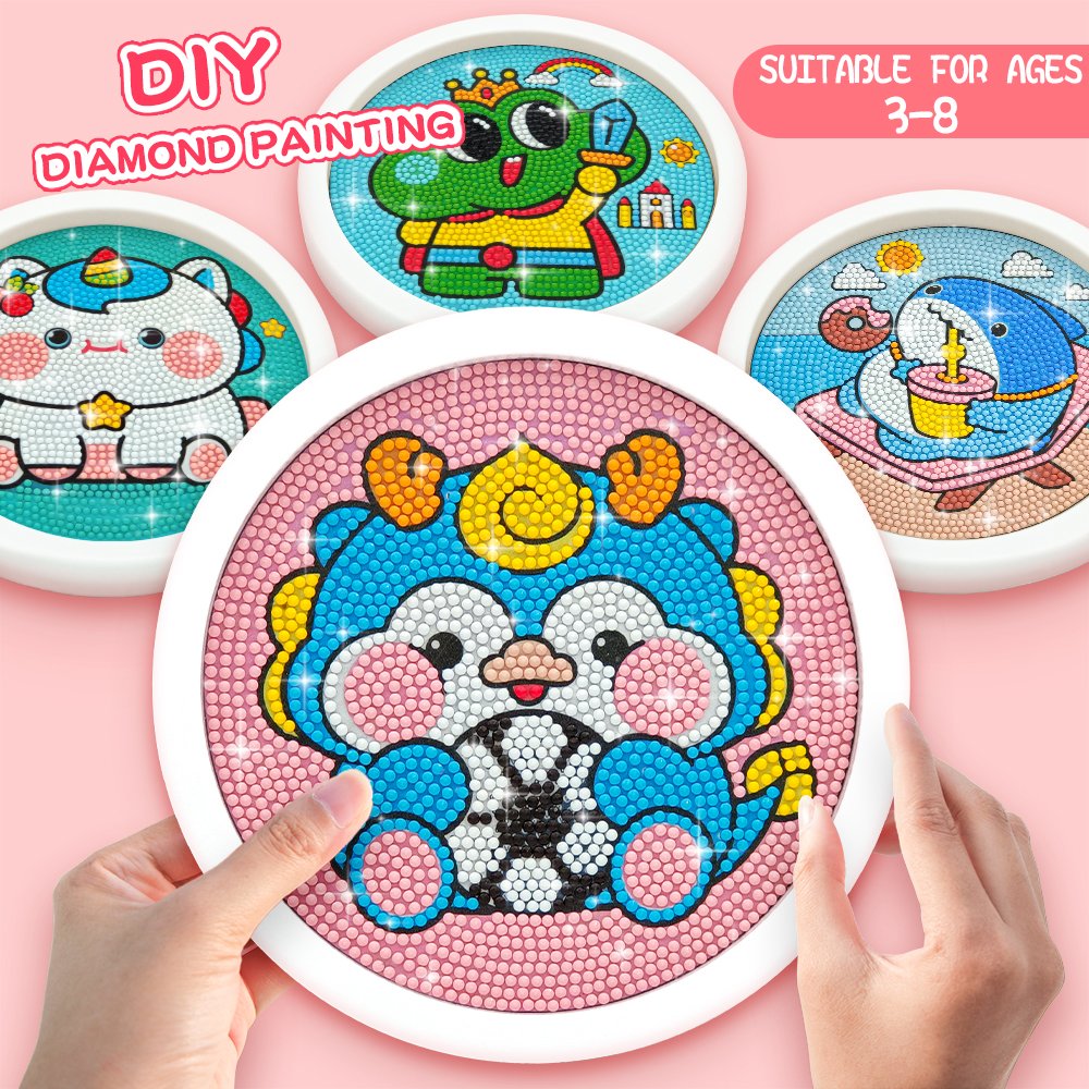 Wholesale Kids 5D Diamond Painting Cute DIY Cartoons Diamond Painting With White Frame