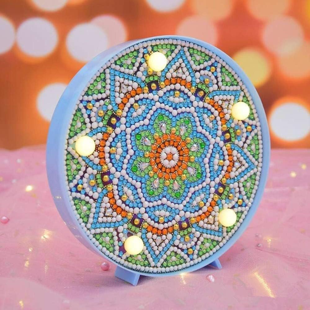 Diamond painted mandala with LED night light DIY handmade artwork 5D full diamond crystal drawing set