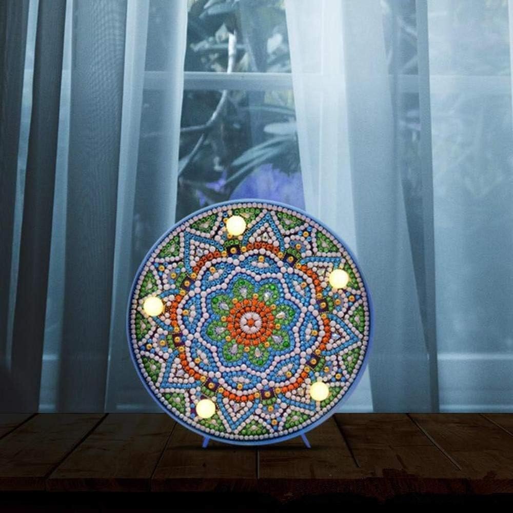 Diamond painted mandala with LED night light DIY handmade artwork 5D full diamond crystal drawing set