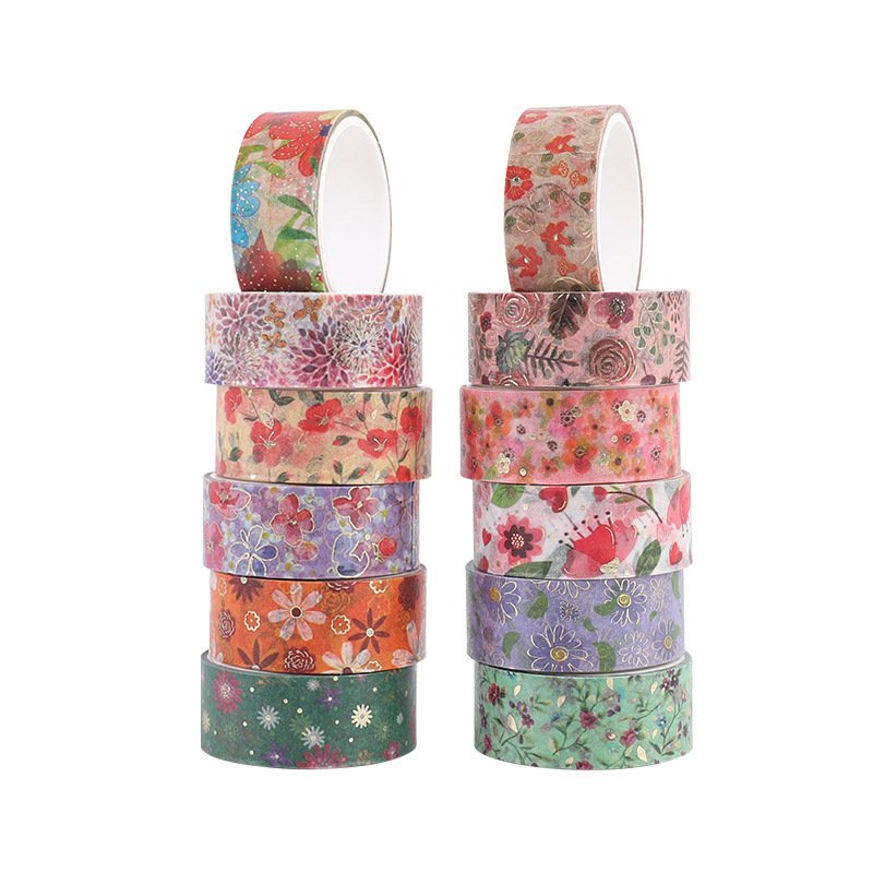 12 Rolls Washi Tape Set,Decorative Masking Tape,Flower Adhesive Tape for Bullet Journal,DIY Crafts Gift,Party Decorations