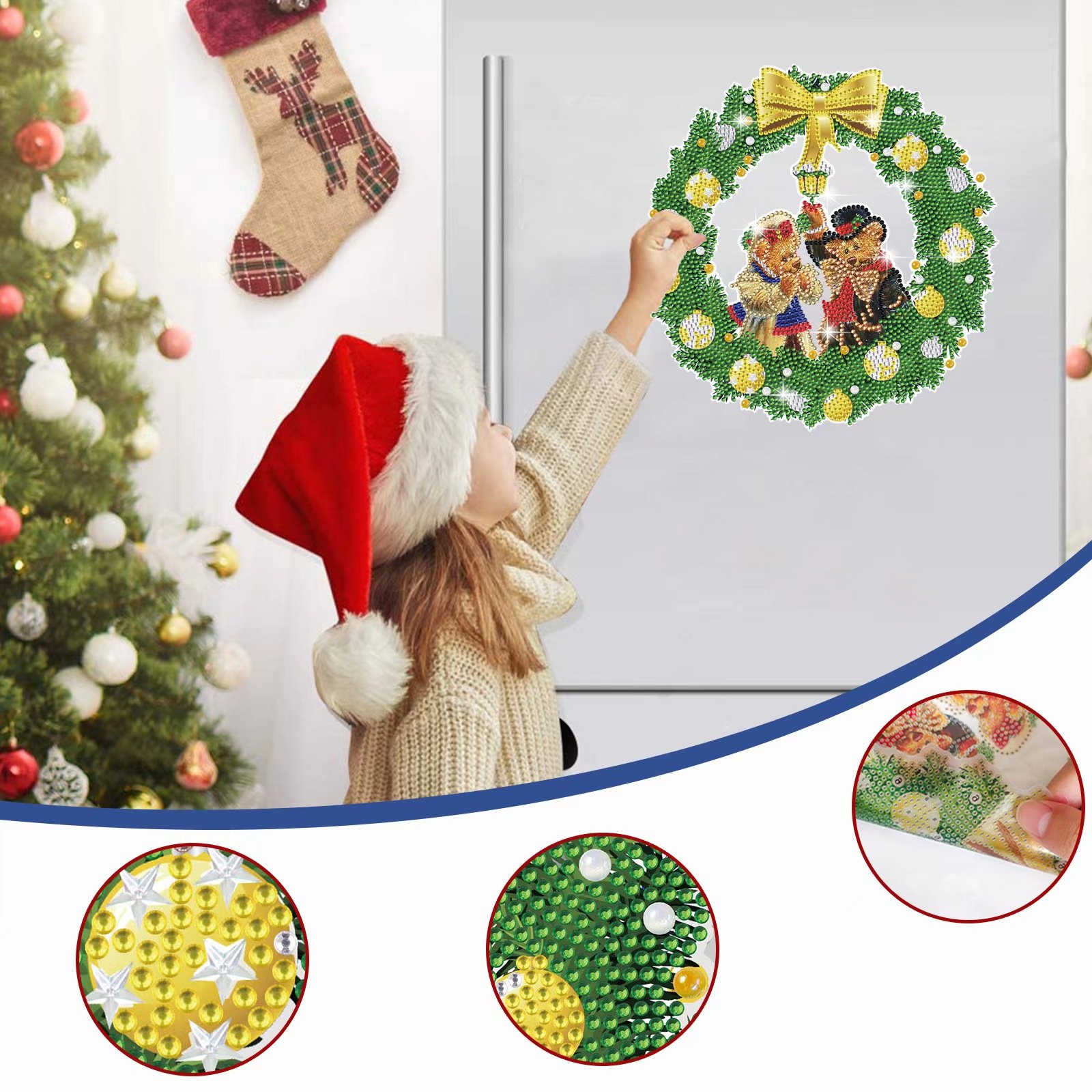 R-BT048-058 New Arrival Home Decor Window Stickers DIY Christmas Diamond Painting Wall Stickers