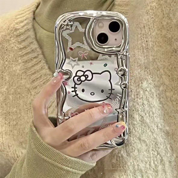 Electroplating Make Up KT Cat Mobile Phone Case for iPhone 12 14 11 13 Pro MAX X Xs XR 7 8 Plus Flash Diamond Mirror Phone Case