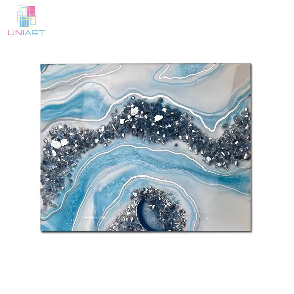 UNIART Large Modern Black Gold Resin Geode Wall Art Single Combination Diamond Painting Home Decor 3D Wall Art Housewarming Gift