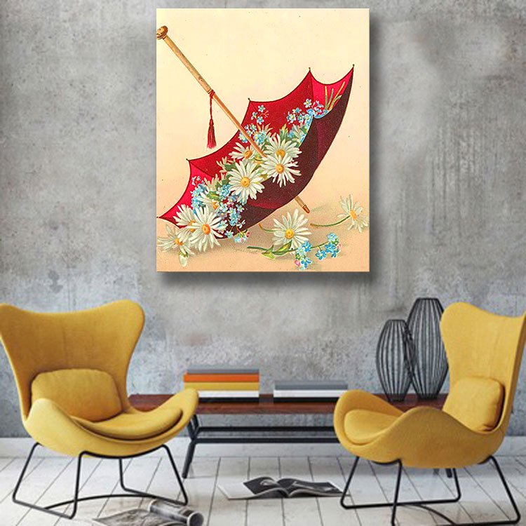 Ever Moment Diamond Painting Umbrella Flower Picture Mosaic Full Square Drill Diamond Embroidery Home Decor Accessories S2F1063