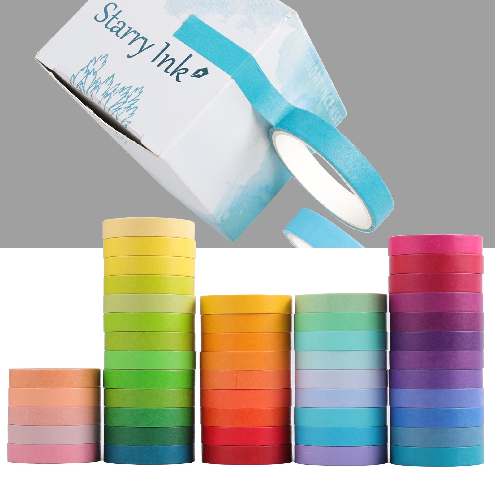 Macaron Color 48 Rolls Washi Tape Set,Decorative Adhesive Tape for Scrapbook,Arts & Crafts,Journals and Planners