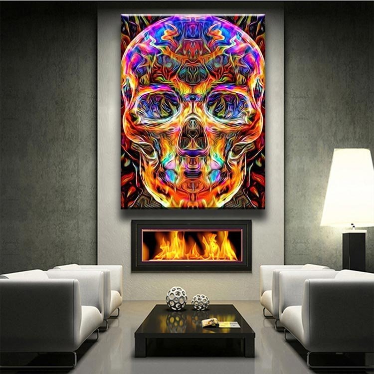 Ever Moment Skeleton Head Diamond Painting Full Square Drill Needlework Home Decor S2F1267
