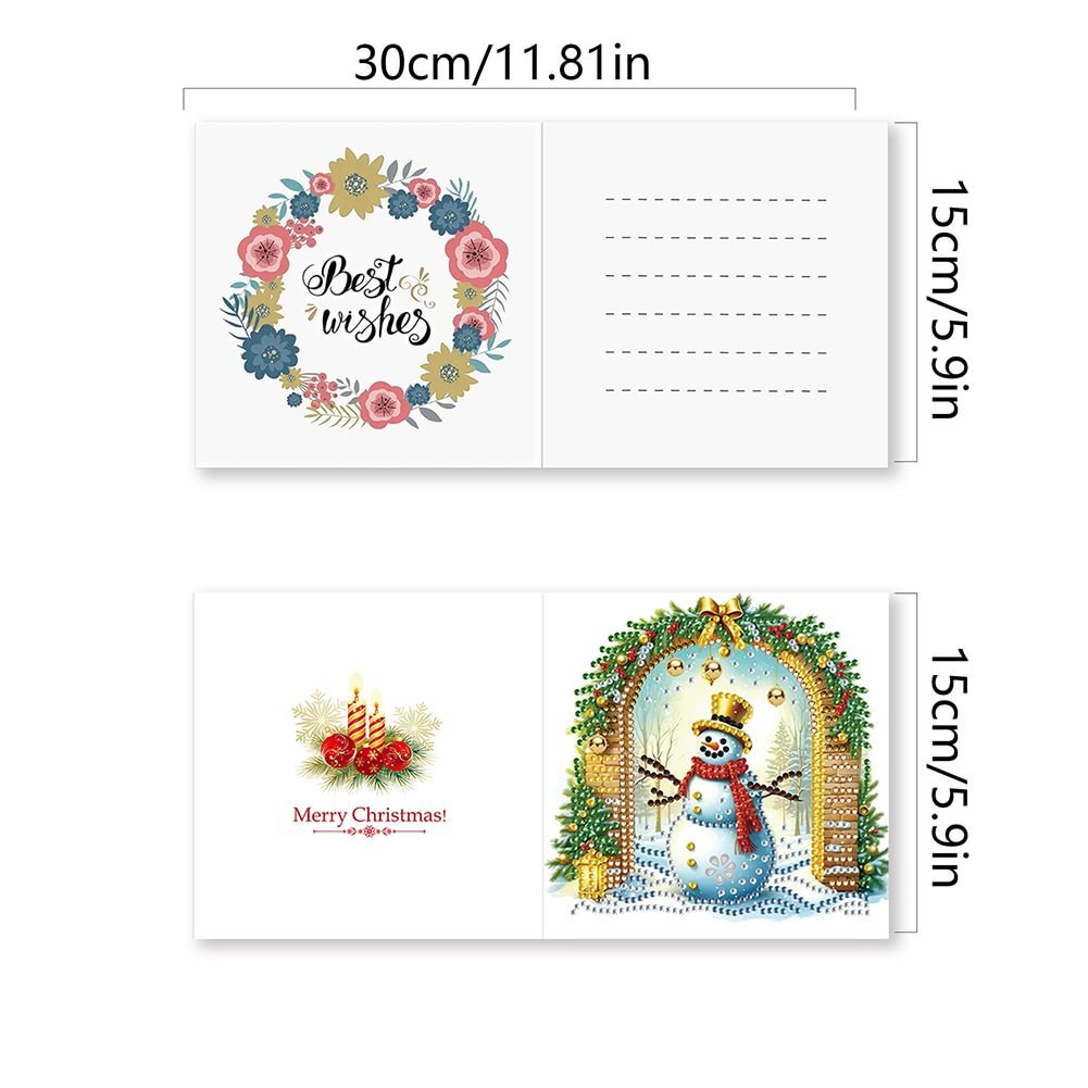 12Pcs Christmas Snowman Diamond Painting Greeting Card Unique Diy Craft Set For Holiday Parties