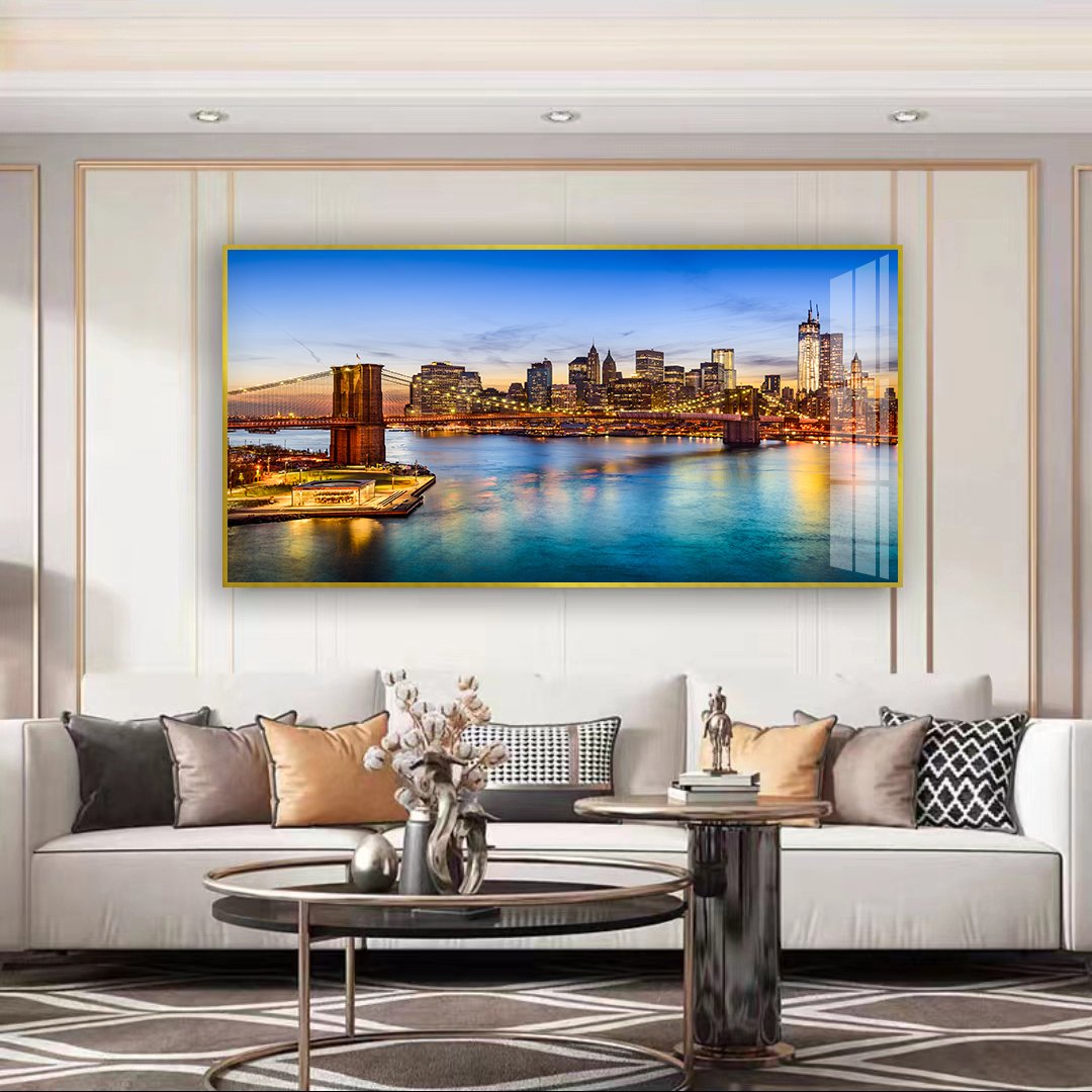 Lonely feeling of a small boat on the sea background living room sofa background decoration painting crystal porcelain painting