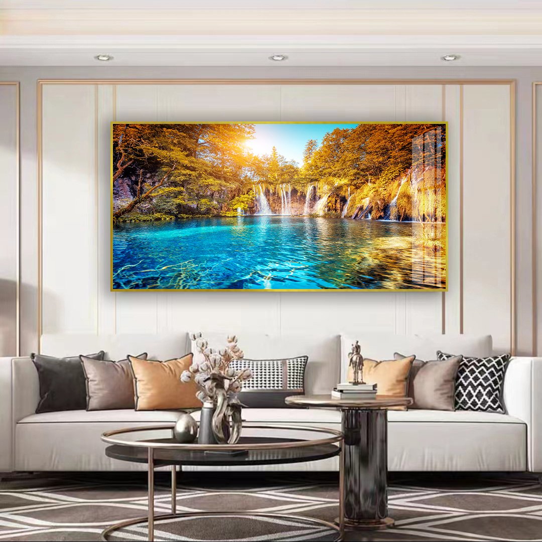 Beach Sunset Poster Background Painting Hall Background Decoration Painting Advanced Background Wall Crystal Porcelain Painting