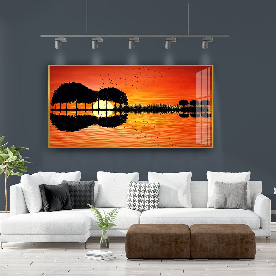 Beach Sunset Poster Background Painting Hall Background Decoration Painting Advanced Background Wall Crystal Porcelain Painting