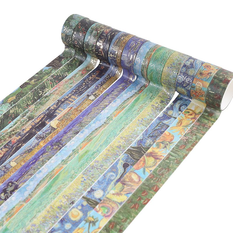 Diamond Painting Washi Tape Set,12 Rolls Van Gogh Vintage Gold Washi Tape,Decorative Tape for Journaling,Scrapbooking