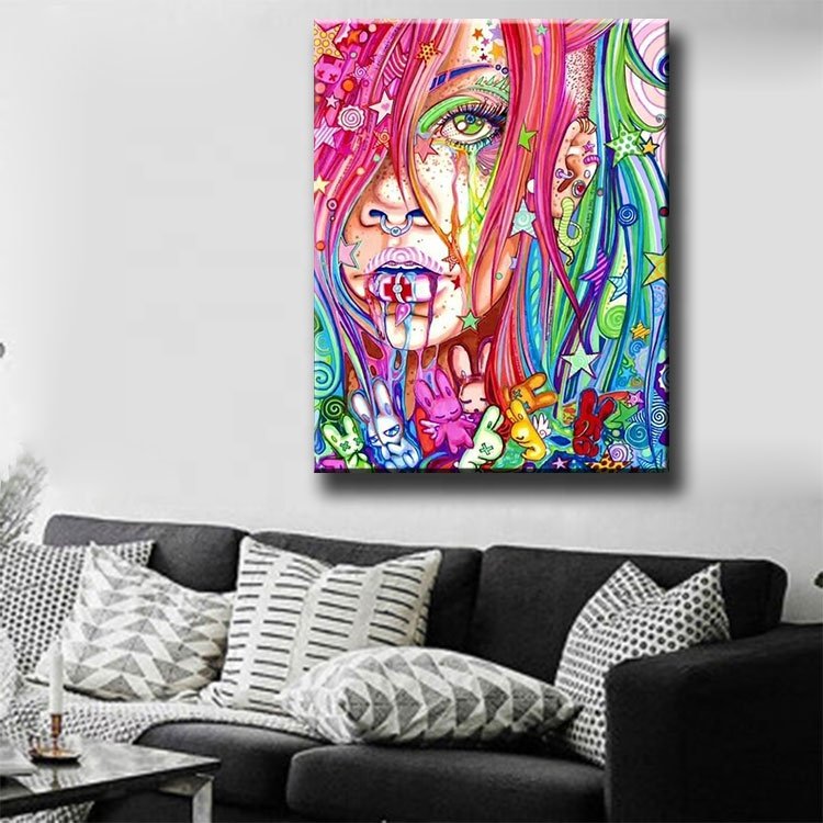 Ever Moment Diamond Painting Pink Hair Woman Rabbit 5D DIY Full Square Stone 3F2285