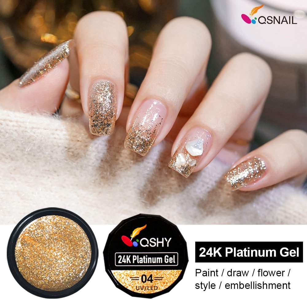 12 Colors nail gel art shiny platinum diamond flash painting gel polish OEM Private label platinum uv gel polish