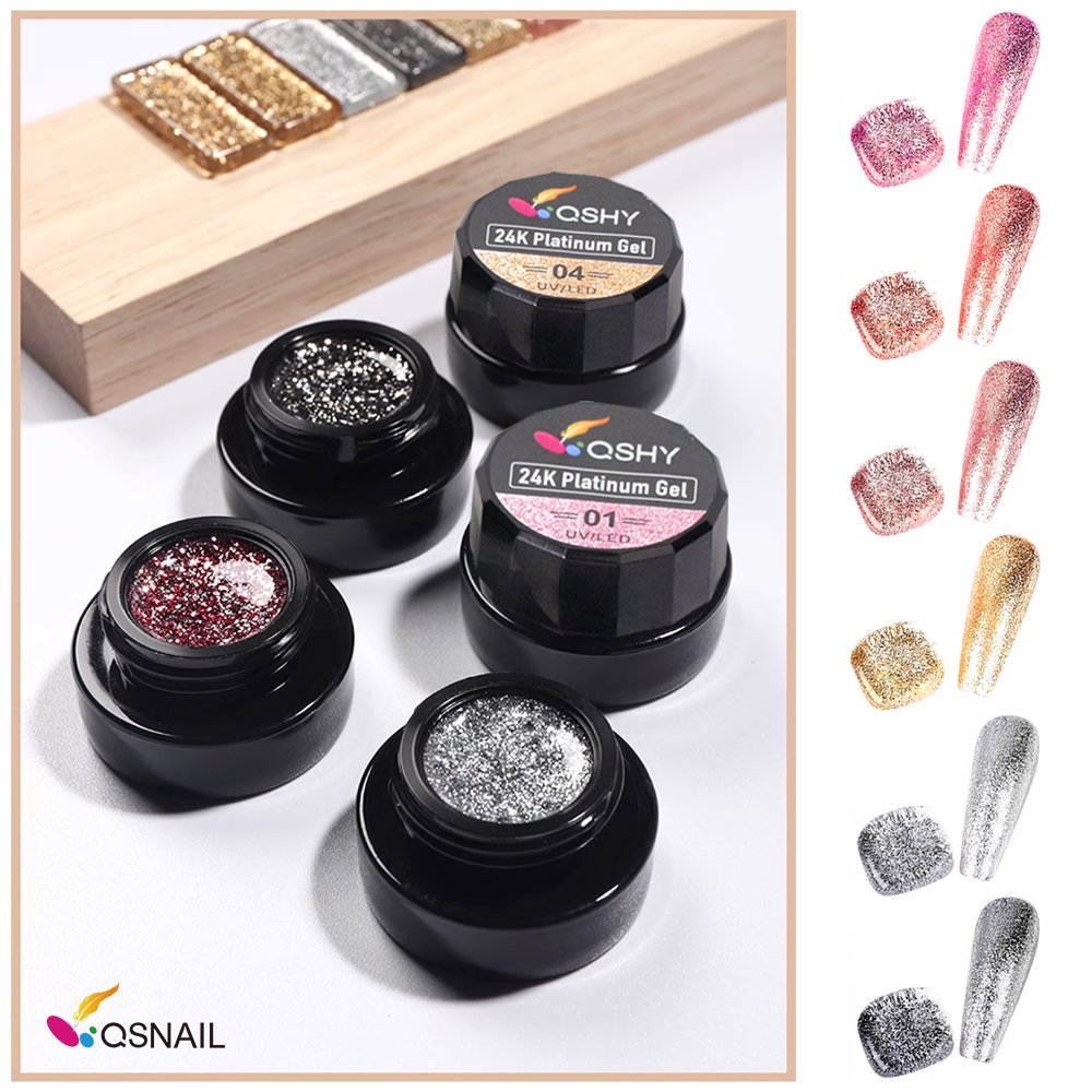 12 Colors nail gel art shiny platinum diamond flash painting gel polish OEM Private label platinum uv gel polish