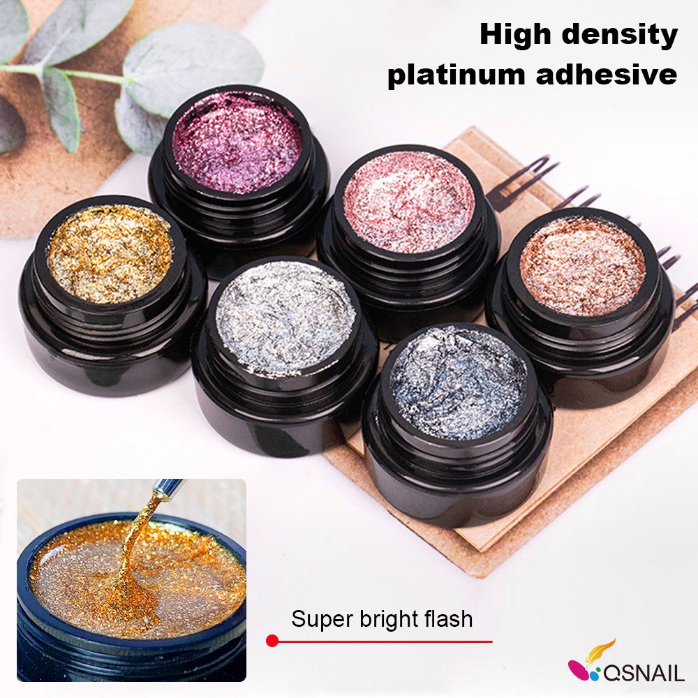 12 Colors nail gel art shiny platinum diamond flash painting gel polish OEM Private label platinum uv gel polish