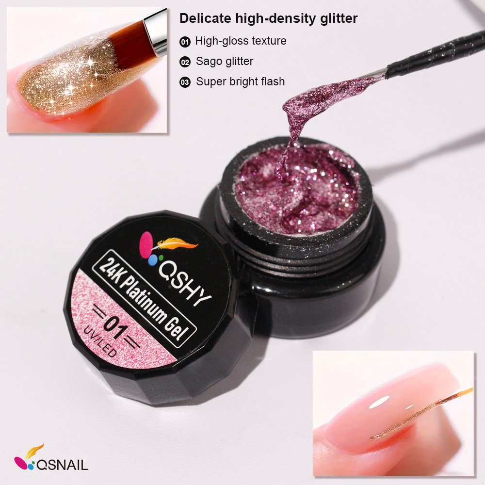 12 Colors nail gel art shiny platinum diamond flash painting gel polish OEM Private label platinum uv gel polish