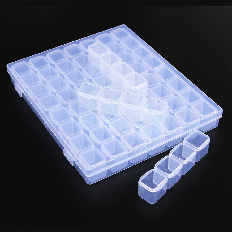 Diamond Painting Tool Box 56 Grid Square Plastic Box Independent Small Square Boxes Jewelry Diamond Storage