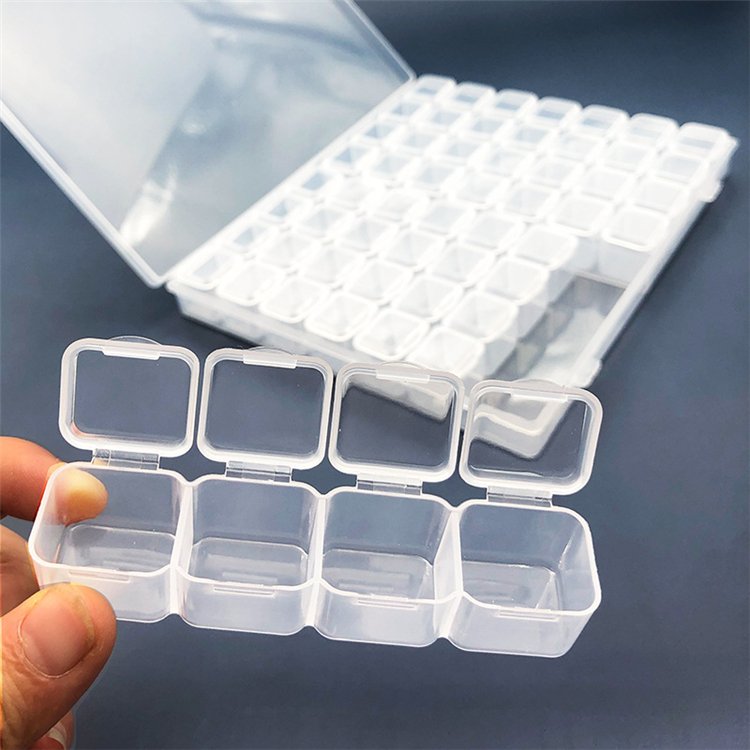 Diamond Painting Tool Box 56 Grid Square Plastic Box Independent Small Square Boxes Jewelry Diamond Storage