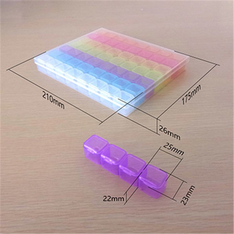 Diamond Painting Tool Box 56 Grid Square Plastic Box Independent Small Square Boxes Jewelry Diamond Storage