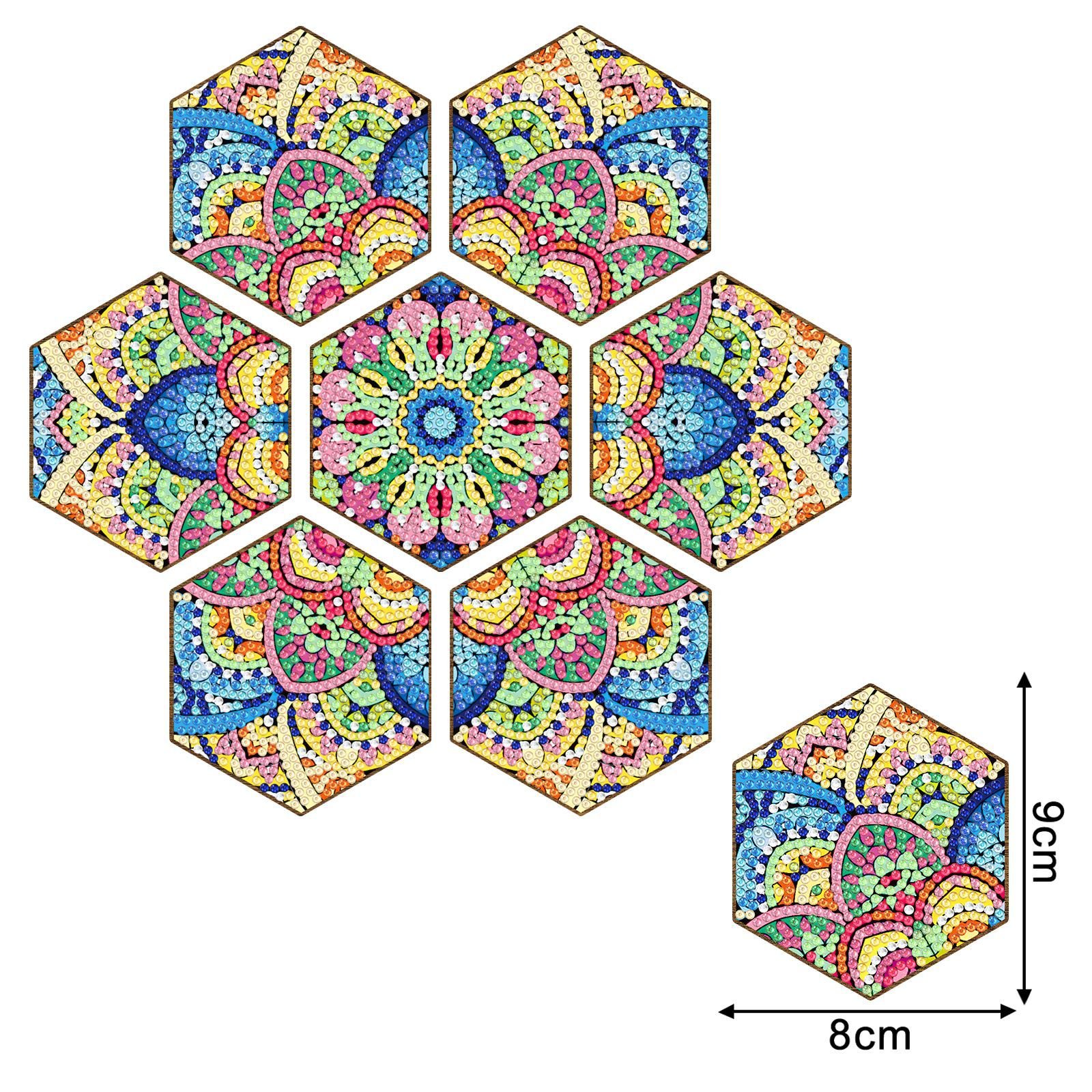 Custom Starry Night Wooden Full Drills 7pcs Diy Hexagonal Diamond Painting Coaster