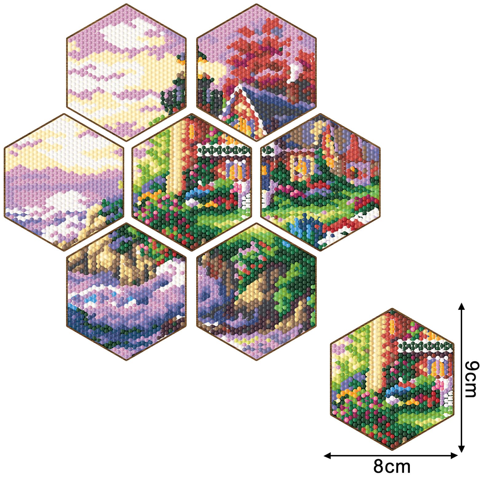 Custom Starry Night Wooden Full Drills 7pcs Diy Hexagonal Diamond Painting Coaster