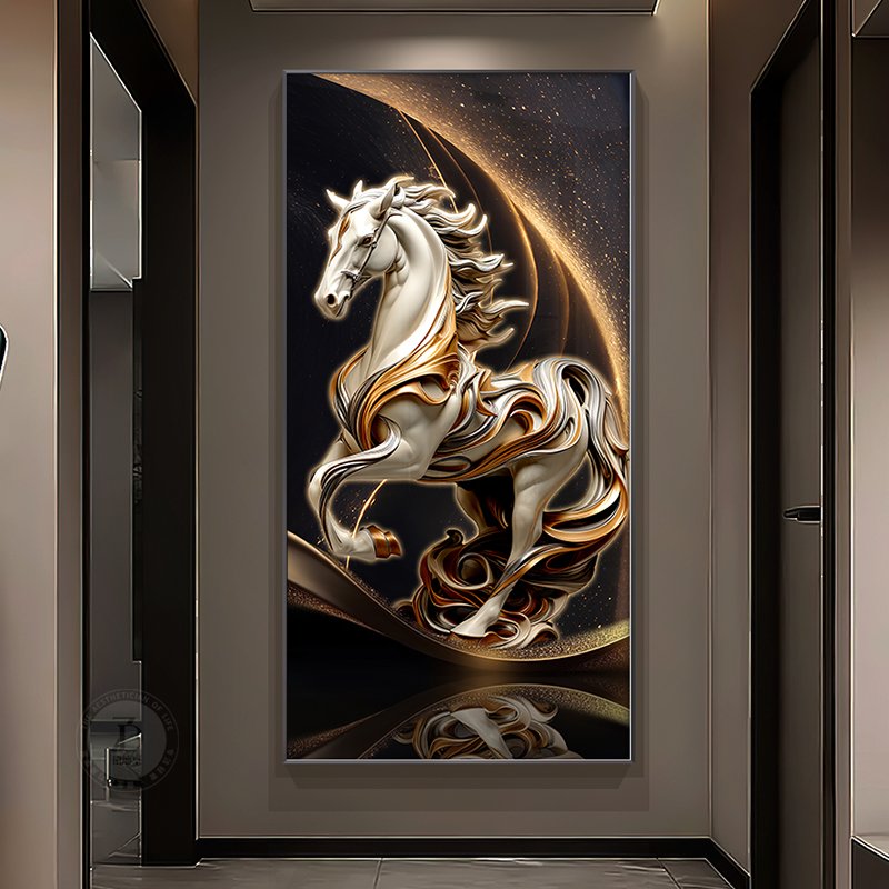 living room decor animal Crystal porcelain painting with diamond 5D led luxury decorations horse modern crystal wall art
