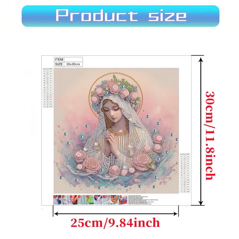 1pc Virgin Mary 5D DIY Special Shape Crystal Drills Partial Diamond Embellishments Kit Stunning Home Wall Decorations Paintings
