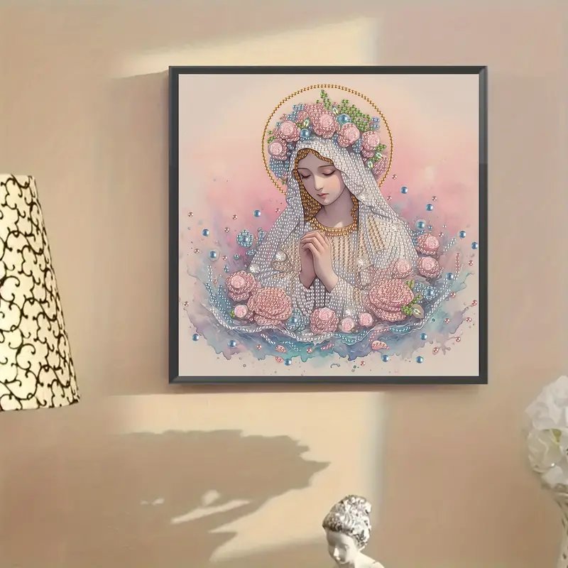 1pc Virgin Mary 5D DIY Special Shape Crystal Drills Partial Diamond Embellishments Kit Stunning Home Wall Decorations Paintings
