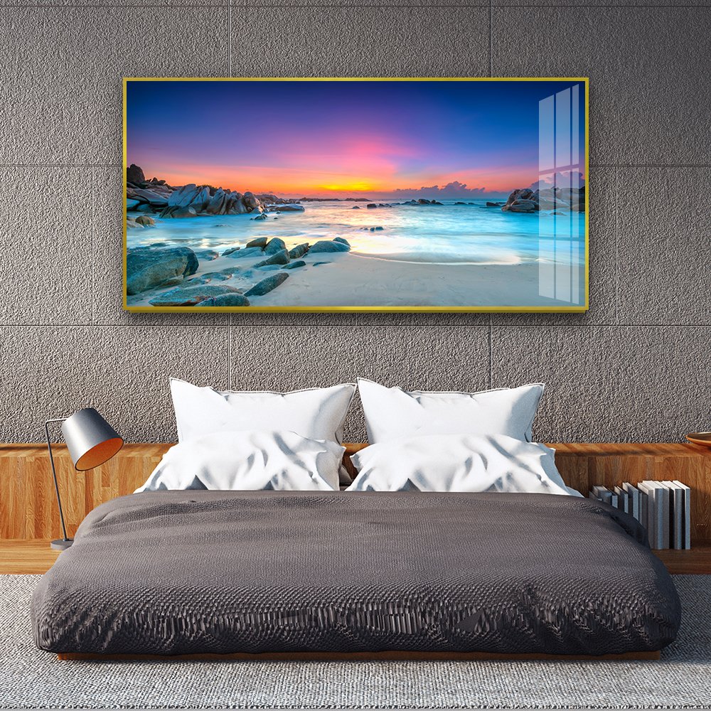 Golden Forest Lake Landscape Poster Background Painting Hall Background Decoration Painting Advanced Crystal Porcelain Painting