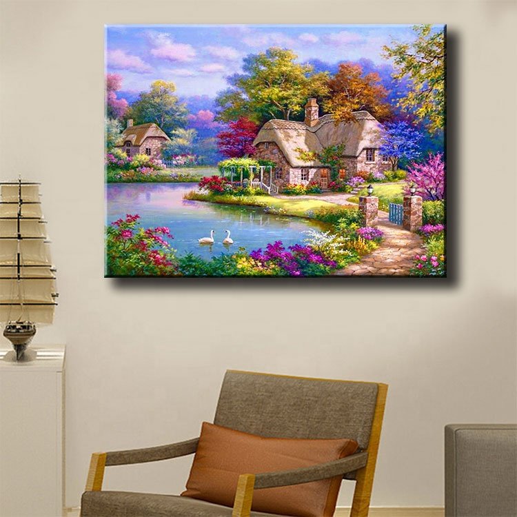 Ever Moment Diamond Painting Full Square Mosaic 5D DIY House Colorful Tree 3F931