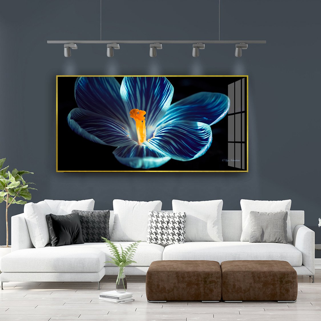 Light luxury luxury city living room decoration painting horizontal sofa background wall crystal porcelain painting