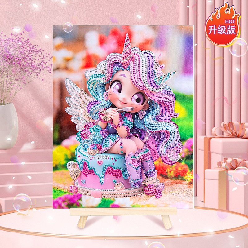Diy Creative Diamond Art Handicrafts Mosaic Embroidery Lovely Girl Kids' Printed Diamond Painting Portrait in Cartoon Style
