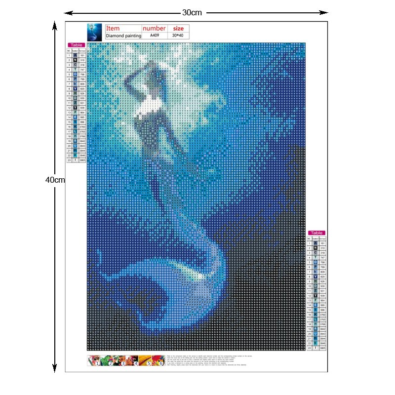 Diamond Painting Full Round Drill Picture Of A Mermaid In The Blue Sea Diamond Embroidery Wall Decorations 3d Drawing Art