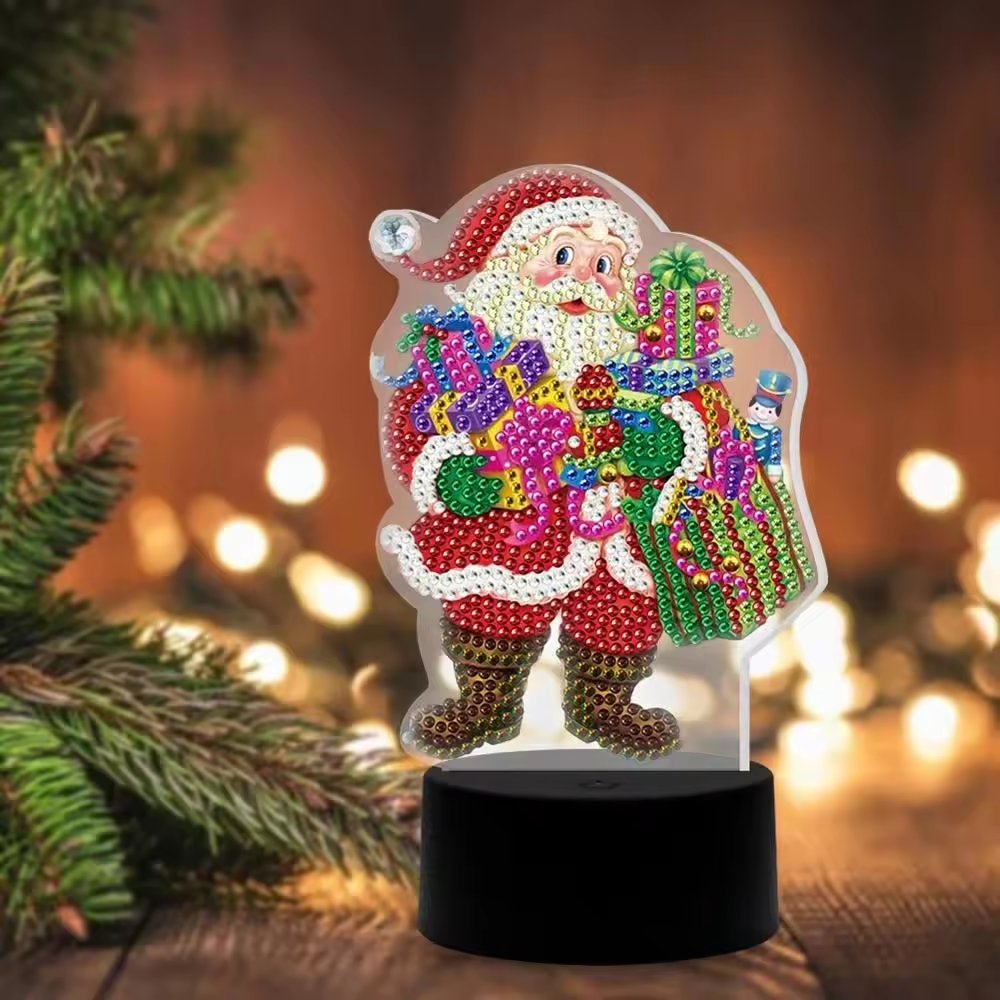 E-310 Table Decor 7-Color LED Christmas Ornament Lamp 3D DIY Diamond Painting Night Light